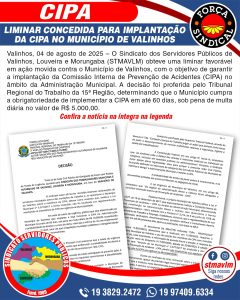 Justiça determina implantação da CIPA na Prefeitura de Valinhos