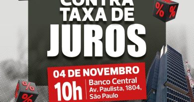 Centrais convocam ato contra juros altos nesta terça (4)